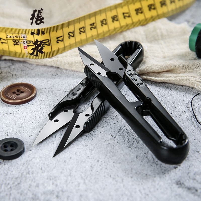 [Authentic wholesale price] Zhang Xiaoquan plastic handle thread snips, spring small yarn scissors, U-shaped cutting scissors, high-carbon steel TB-499.