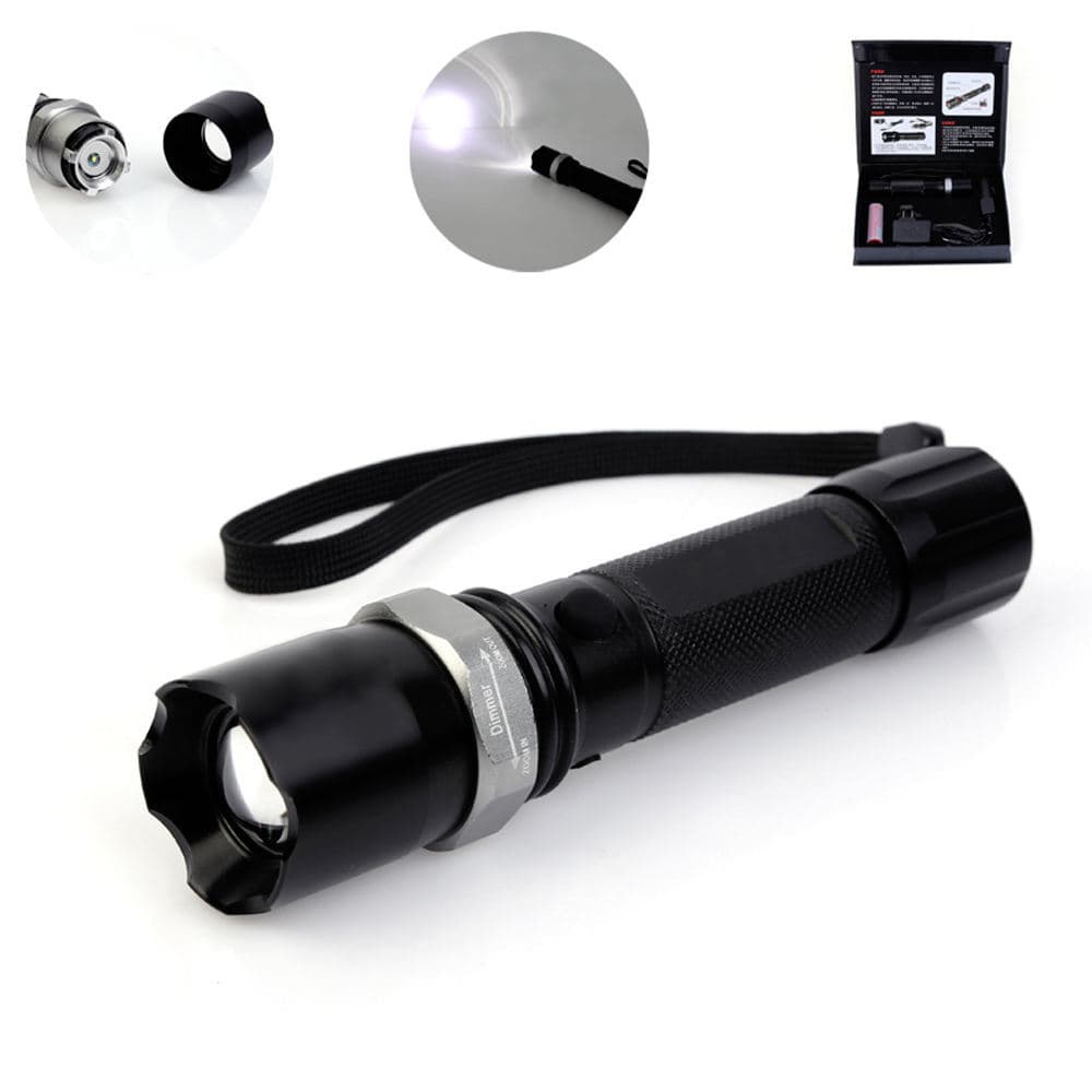 Custom Flashlight Aluminum Alloy Flashlight Three-Gear Zoom Lighting LED Outdoor Long-Range Security Flashlight Portable High-Power
