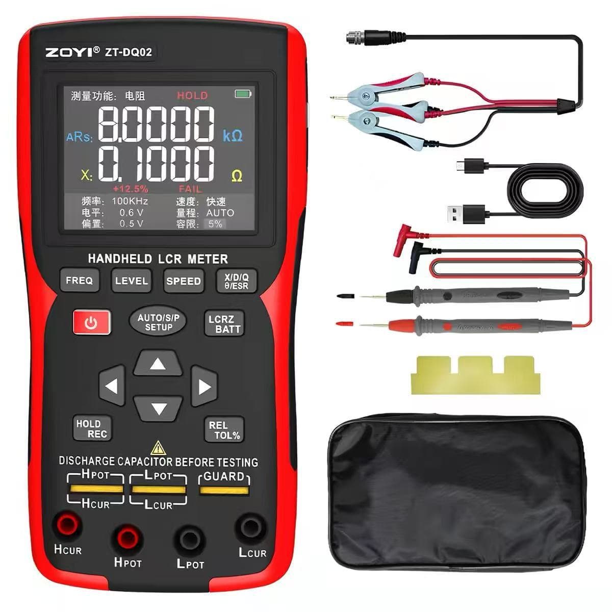 ZOYI ZT-DQ02 Digital LCR Bridge Tester Handheld Capacitor Resistor Inductance Meter for Export