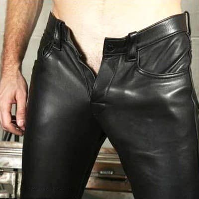 Cross-Border New Product Temu Hot Selling European and American Men Solid Color Leather Pants PU Elastic Casual Motorcycle Leather Pants Ready Stock