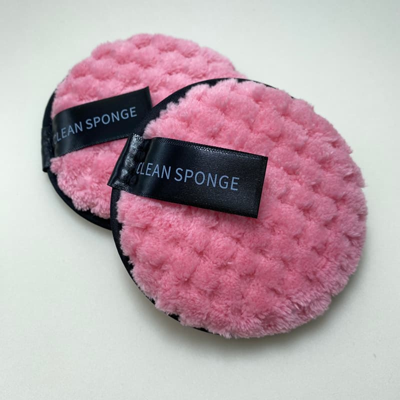 New Export Round Double-Sided Velvet Facial Cleansing Sponge Wholesale Reusable Washable Makeup Remover Face Wash Sponge
