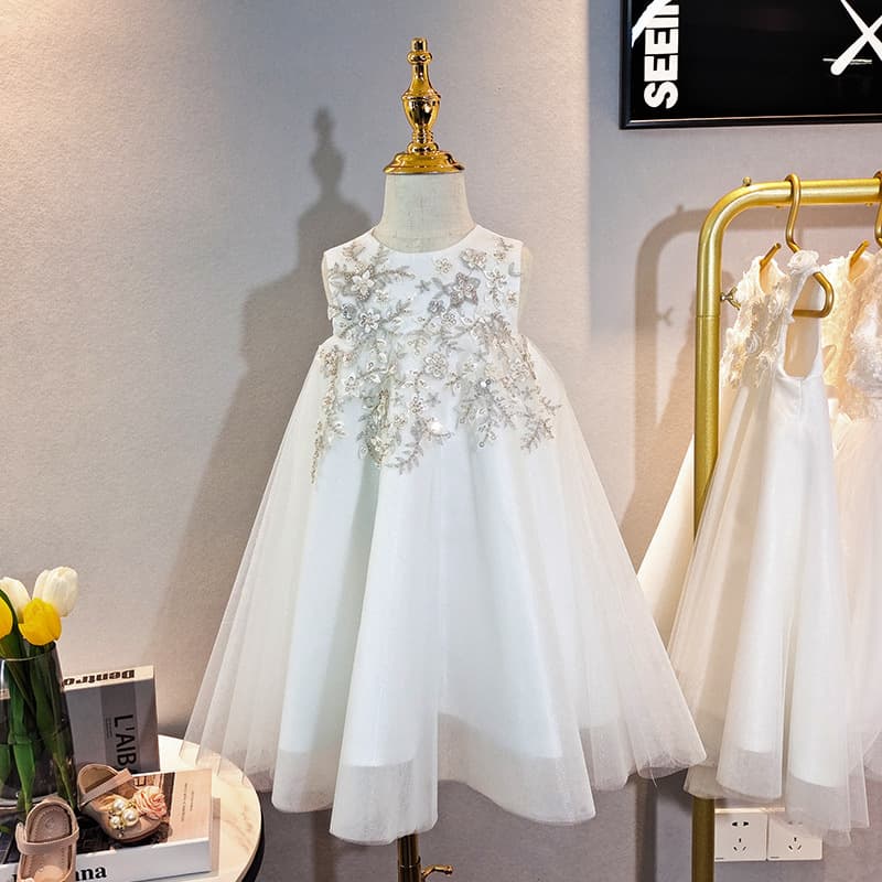 Flower Girl Dress for Girls Princess Dress Toddler Tulle Flower Girl Wedding Dress Sleeveless Birthday Performance Costume