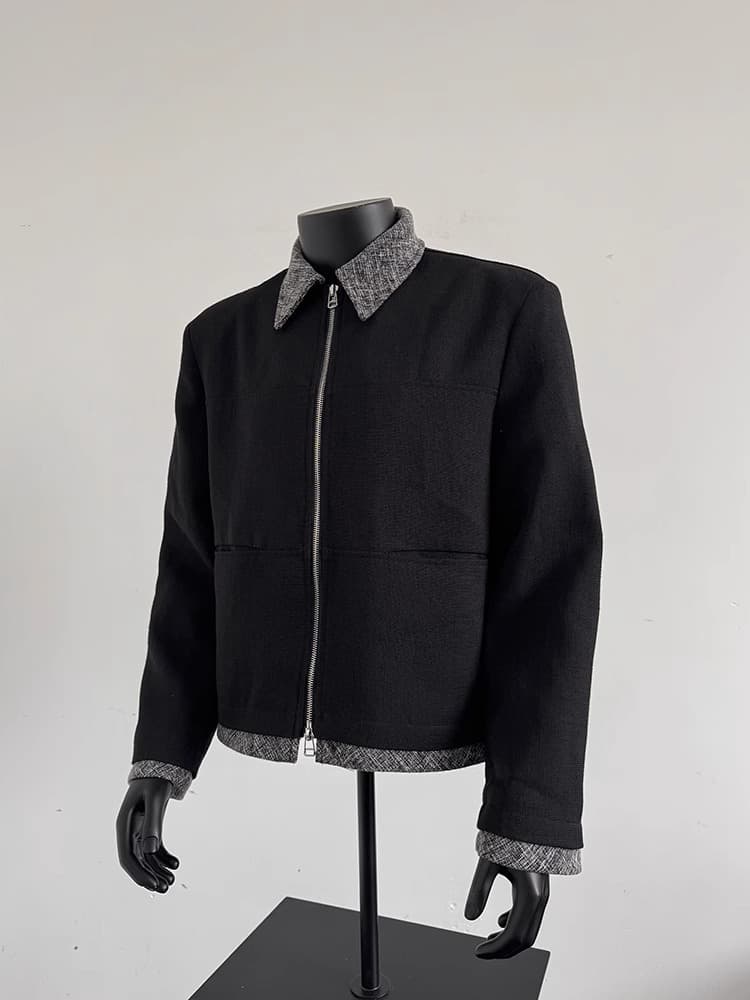 American style small fragrance jacket for men in autumn and winter niche cleanfit high-end handsome lapel short black jacket