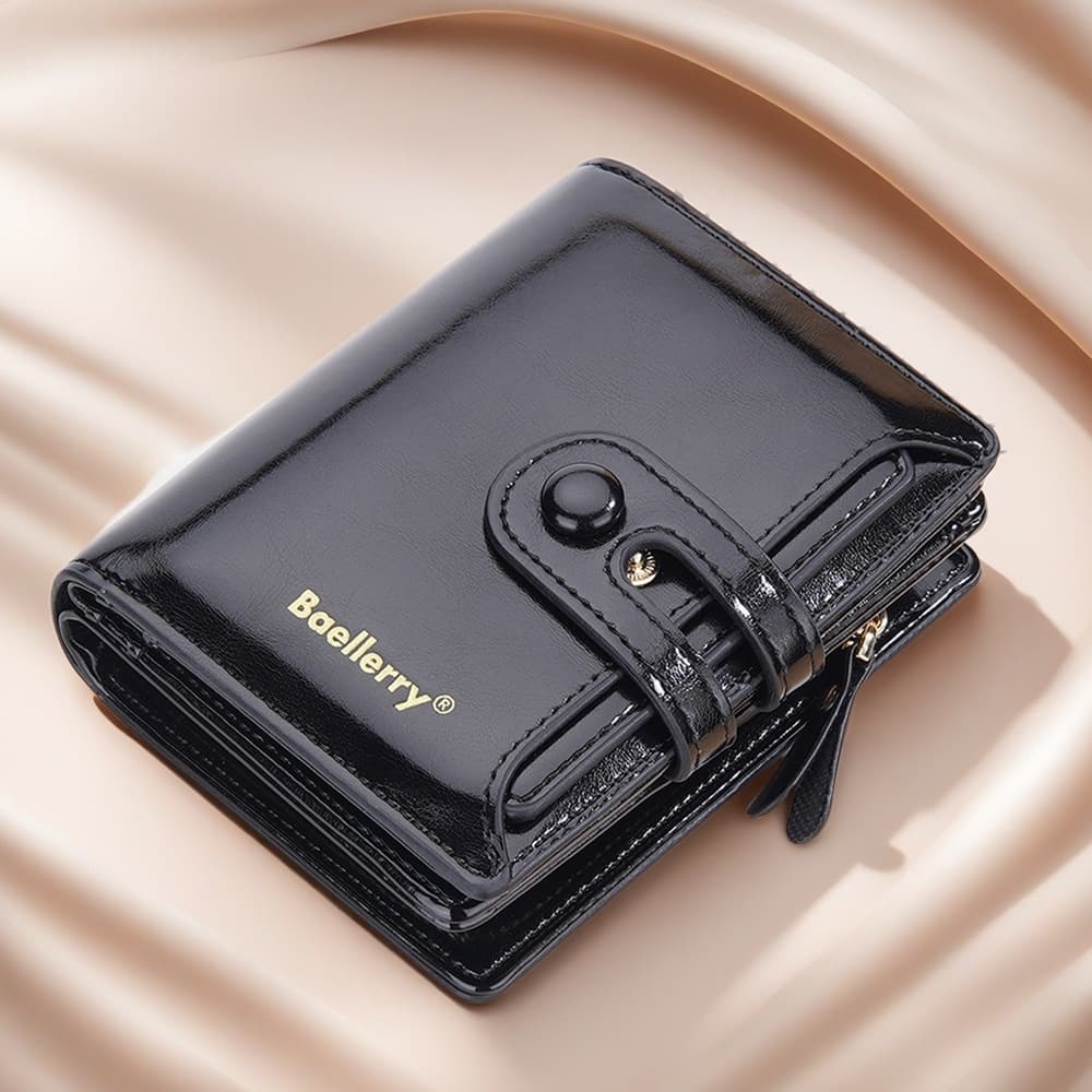 New Cross-Border Women's Buckle Oily Wax Leather Wallet Vertical Zipper Coin Purse Multi-Card Slot Large Capacity Wallet Wholesale