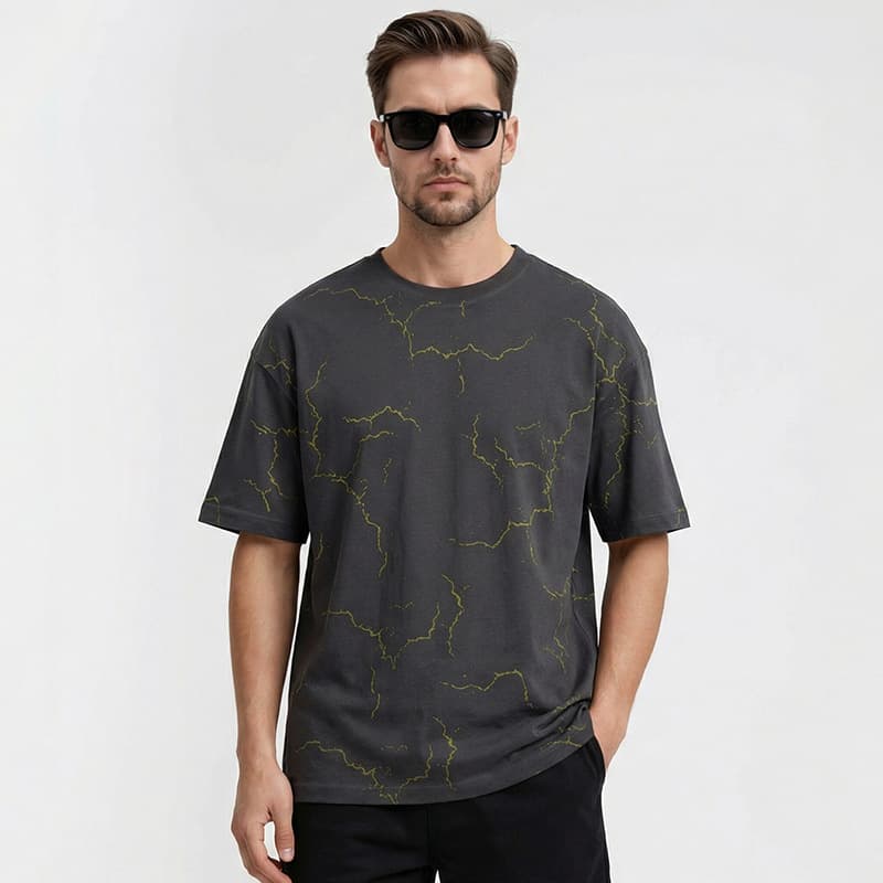 Plus-Size Men's Clothing Exclusively for Cross-Border Trade, European and American Men's Summer Fashion Printed Stretchy Base Layer Men's Short-Sleeve T-Shirt