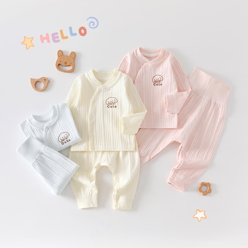 Children's Autumn Thermal Top and High-Waist Pants Set, Baby Boys and Girls, Pure Cotton, New Winter Underwear with Side-Opening Design