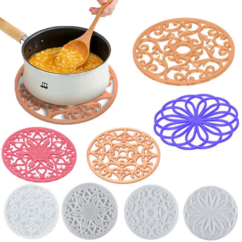 Geometric Mandala Pattern Coaster Heat Insulation Pad Resin Silicone Mold, Epoxy Resin DIY Dreamcatcher Wind Chime Hanging Decoration