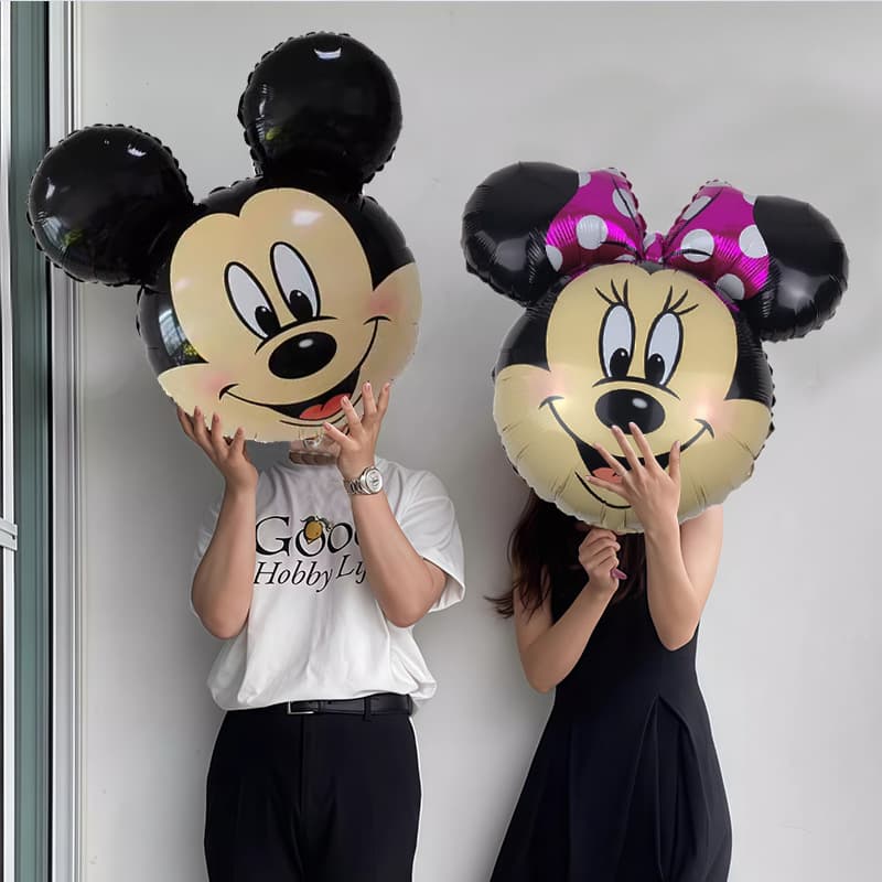Minnie Mickey Mouse Cartoon Aluminum Film Balloons for Birthday Decoration, Wedding, Qixi Valentine's Day Photo Balloons