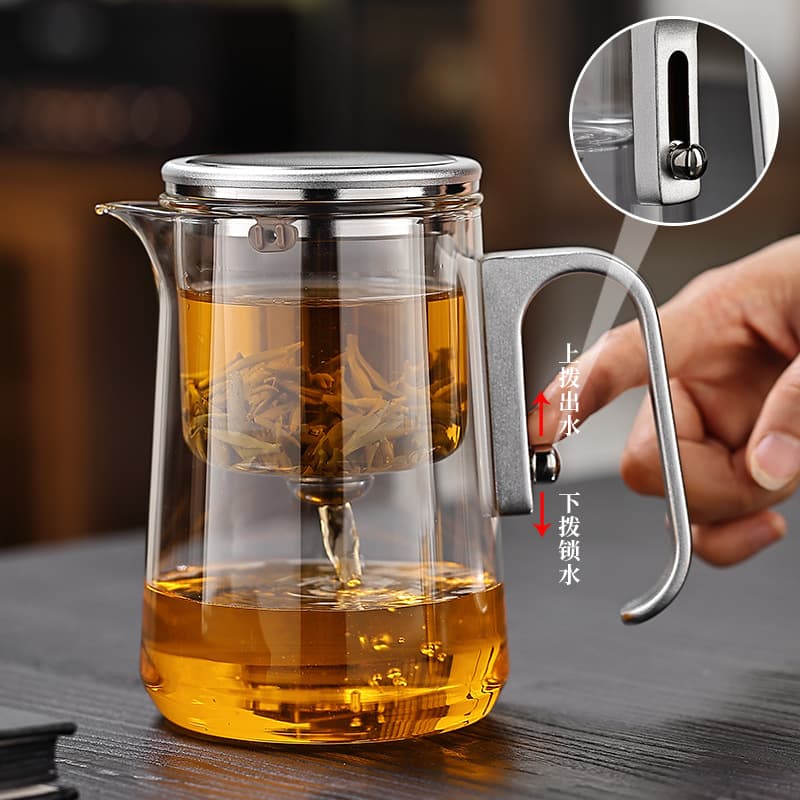 New All-Glass Inner Pot Teapot with Magnetic Lid and Twist-Open Tea-Water Separation