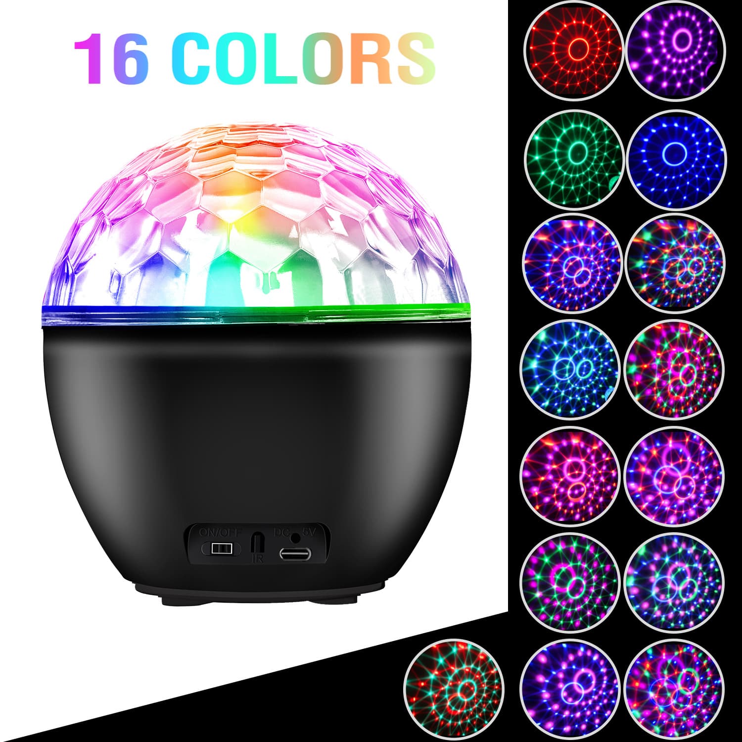 Bluetooth Mini Magic Ball Light with Speaker 16-Color LED Stage Ambient Light Colorful Rotating Crystal Disco Ball Light