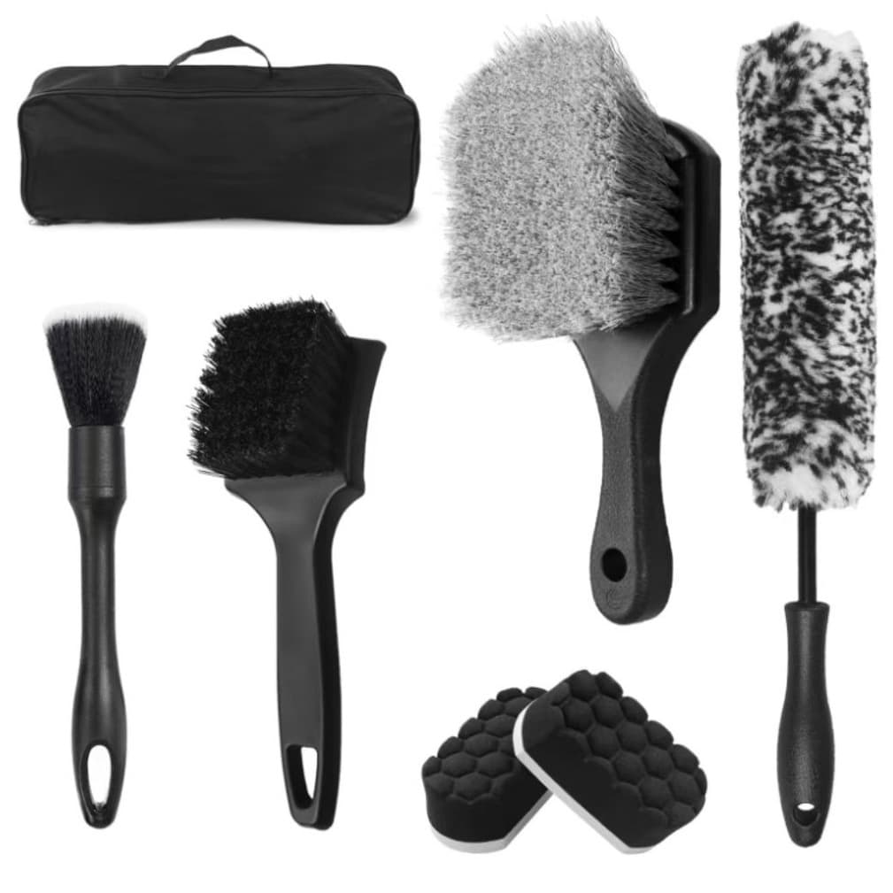 Amazon Hot Selling Wheel Cleaning Brush 7-Piece Set Long Handle Soft Wheel Hub Brush Detail Brush Tire Brush Car Wash Tool