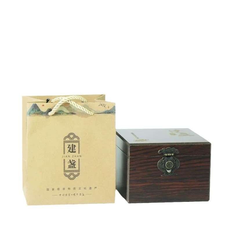 Jianzhan (Jian ware) gift box packaging, teacup wooden box, Velcro storage box, cup bag wholesale, ceramic gift box, black glaze.