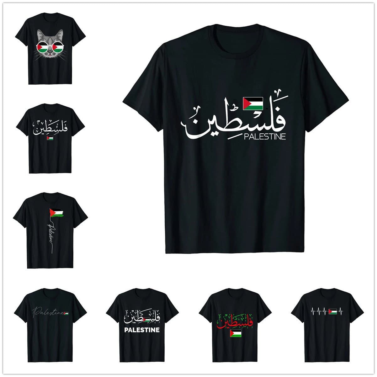 Unisex Casual Streetwear Printed Summer T-Shirt with Personalized Lettering, Round Neck, Cotton, 2D Cross-Border Series, Straight Cut