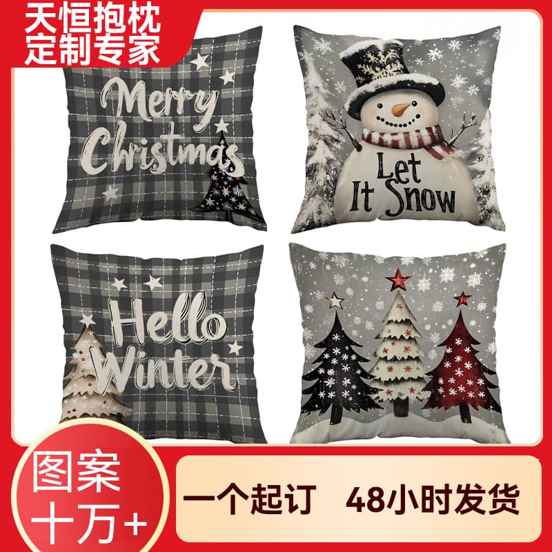 Christmas pillow cover Christmas tree snowman Amazon cross-border Xiyin delivery Christmas sofa decoration cushion cover
