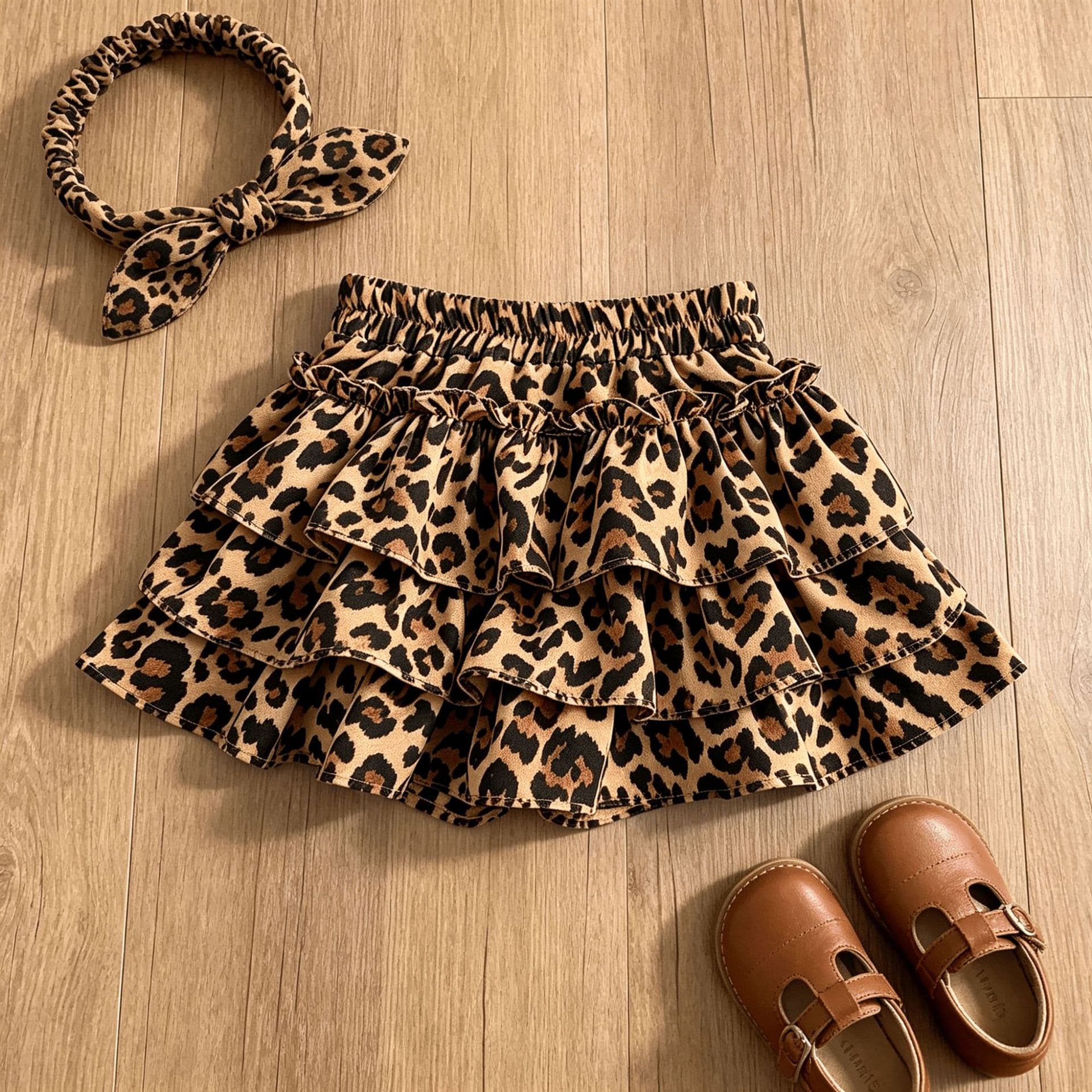 Girls' skirts, summer lotus leaf skirts, leopard print, small and medium-sized children's girls' cake skirts, summer thin casual skirts, trendy