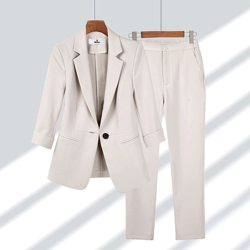 Women's Formal Suit Set, 2026 Summer New Korean Slim Fit Temperament Casual Western Two-Piece Set