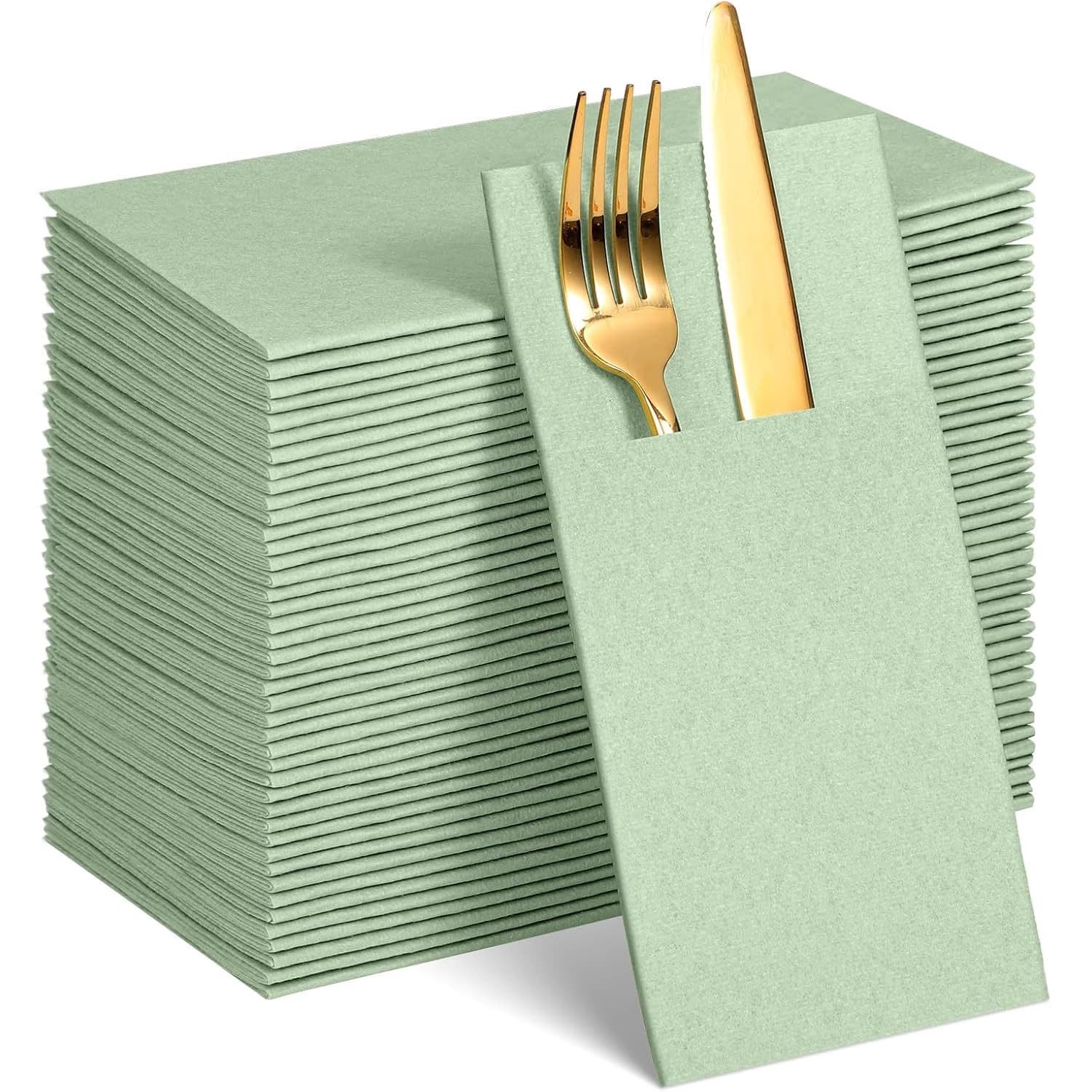 Cross-border Colored Linen Texture Tissue Customizable Logo Knife Fork Pocket Birthday Wedding Party Lint-free Paper Napkin