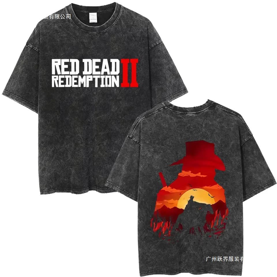 Washed Retro Gamer Red Dead Redemption 2 Merch T-Shirt for Men and Women Retro Otaku Enthusiasts