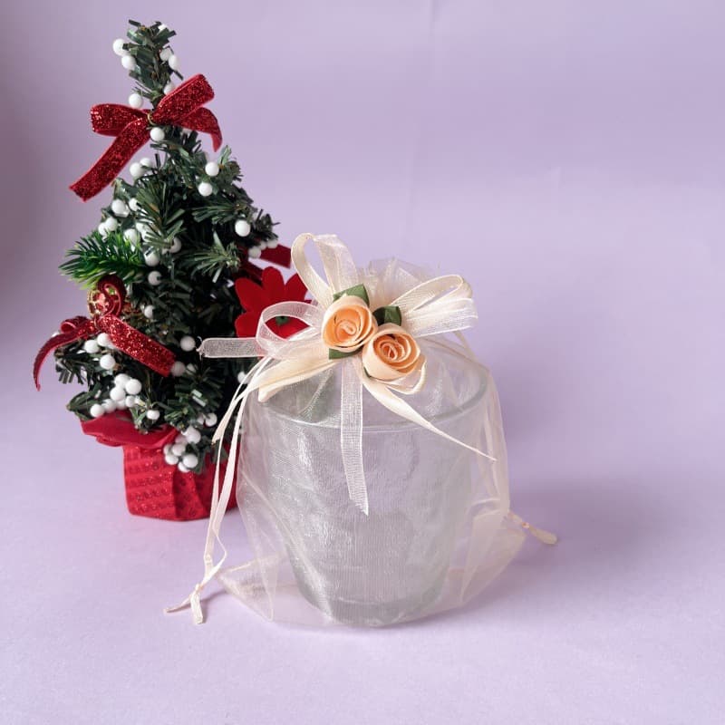 Champagne Floral Candy Gift Creative Jewelry Hair Tie Hair Elastic Storage Bag Car Transparent Drawstring Mesh Bag