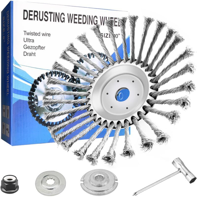 Cross-border 10/6/8 inch Steel Wire Weeding Wheel Trimmer Head Weed Brush Steel Wire Grass Trimmer Head Accessories