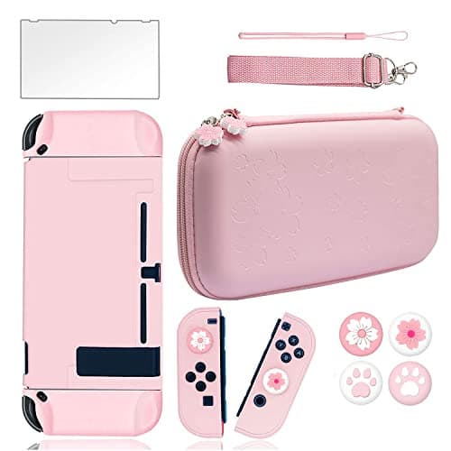 Pink Leather Switch OLED Storage Bag Host Protection NS Girl Gift Film Cap Game Console Accessories EVA Main Body Case