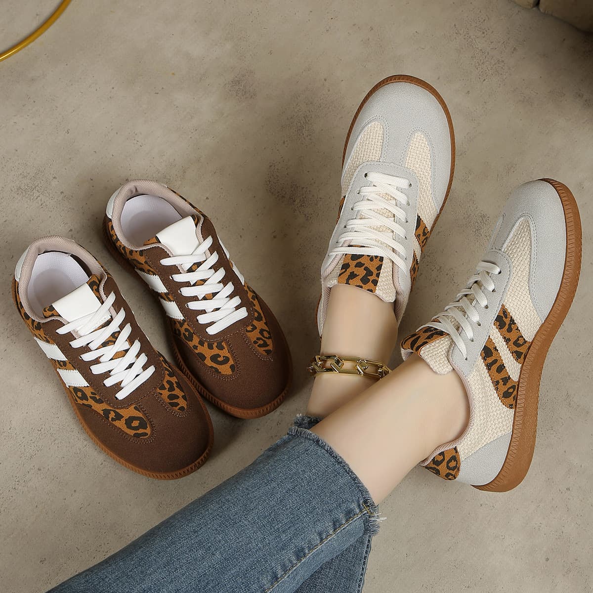 2025 New Cross-Border Women's German Training Shoes Large Size Flat White Sneakers Color-Block Retro Versatile Casual Sports Shoes