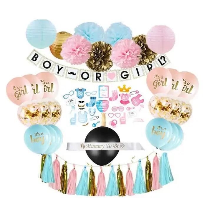 Wholesale Boy or Girl Balloon Set Question Mark Baby Gender Reveal Party Balloon Kit