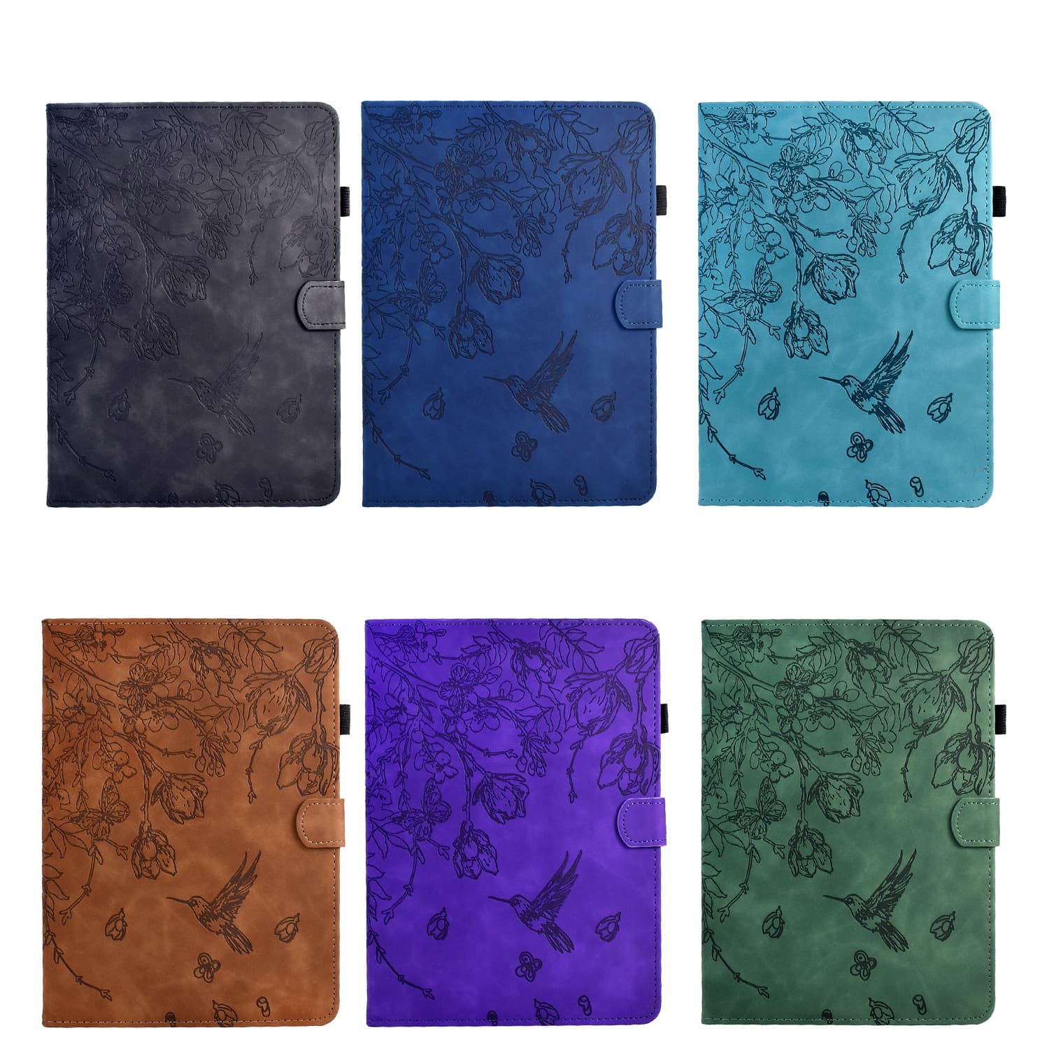 Compatible with iPad 10.2 Tablet Case, Samsung Tab A9 Plus Frosted Embossed Bird and Flower Card Slot Stand Protective Cover