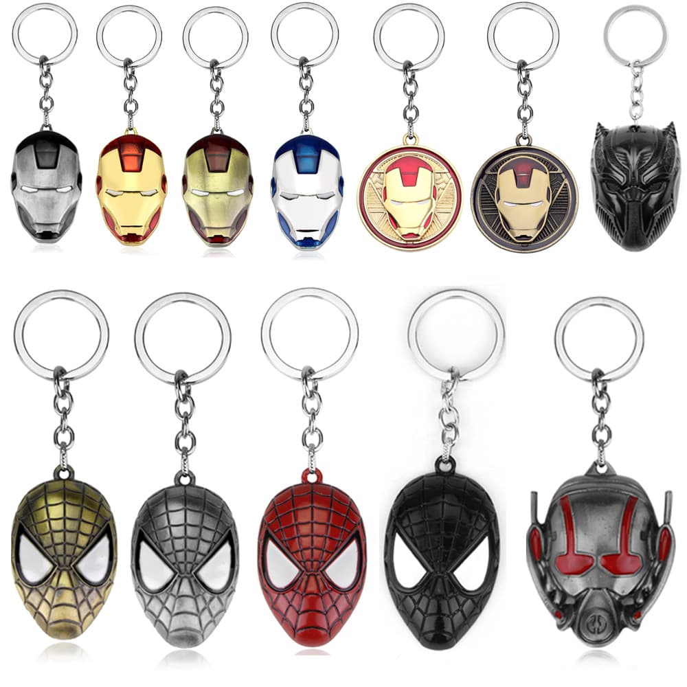 Marvel Movie Peripheral Iron Man Keychain Spider-Man Bag Charm Car Decoration Zinc Alloy Material