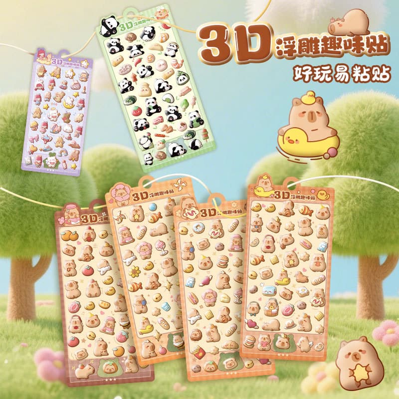 Cute 3D Relief Stickers DIY Educational Toys, Children's Cartoon Animal Elementary Student Gifts Wholesale