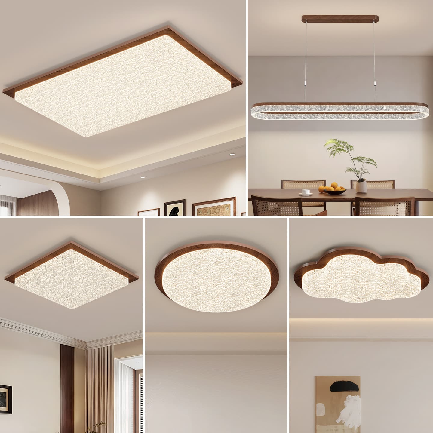 Vintage-style living room ceiling light, light luxury rectangular living room main light, 2025 new style, whole house lighting fixture, full spectrum eye protection.
