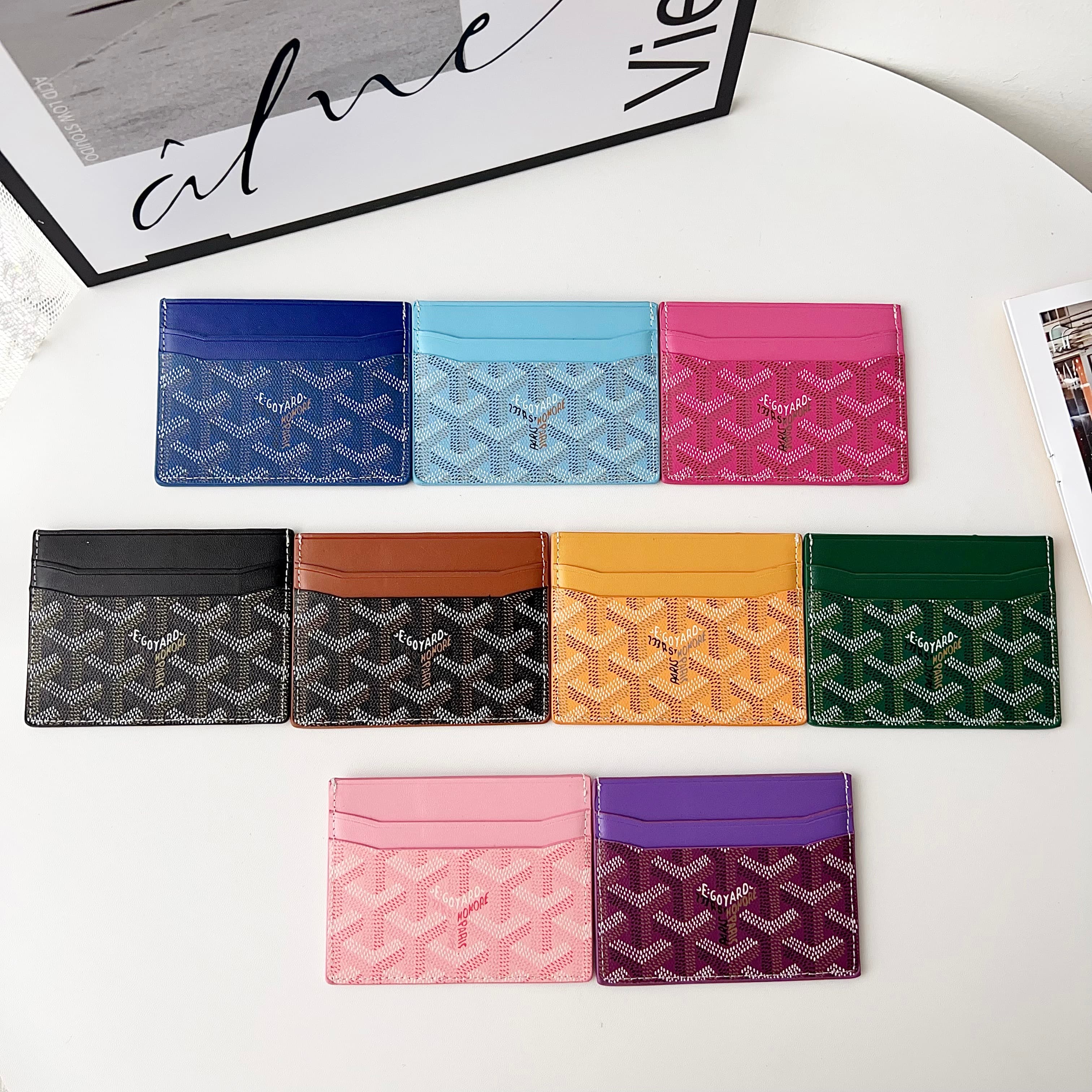 High-End Dog Tooth Card Holder Leather Wallet Slim Multi-Slot Card Case for Cards, Driver's License, Bank Cards