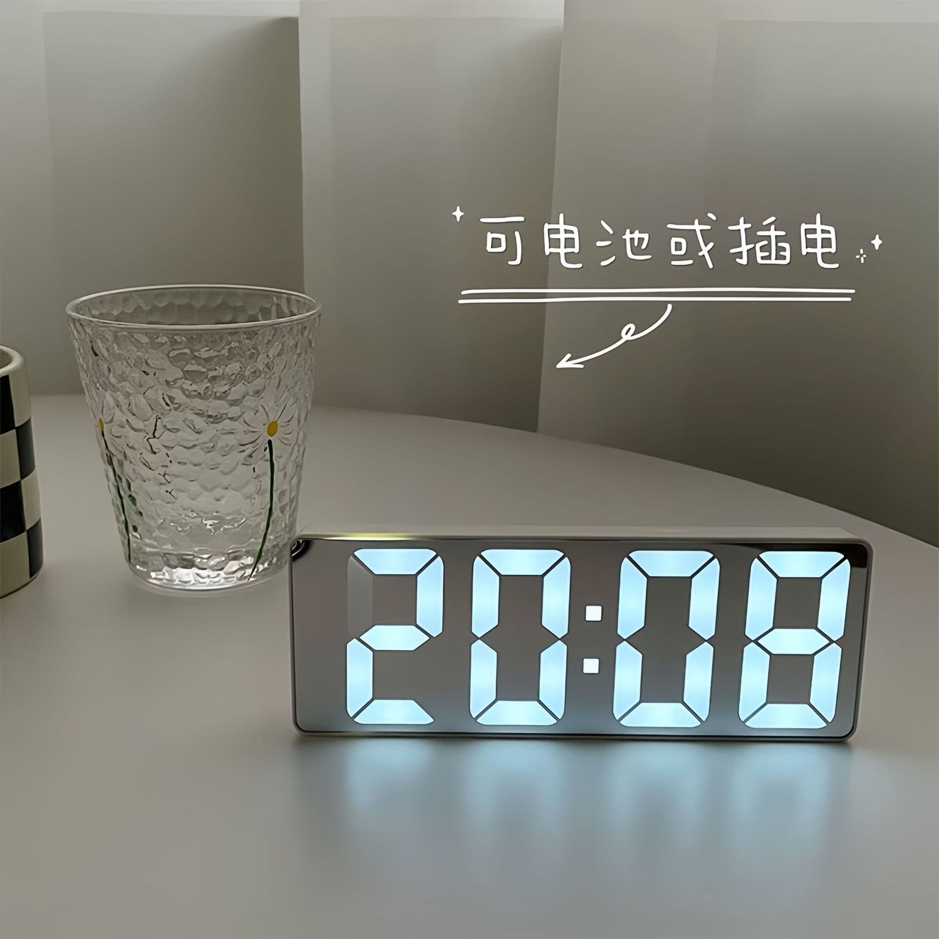 Mirror Clock Alarm Clock Desktop Silent Smart Timer Display Bedroom Digital Electronic Clock Ornament Tabletop