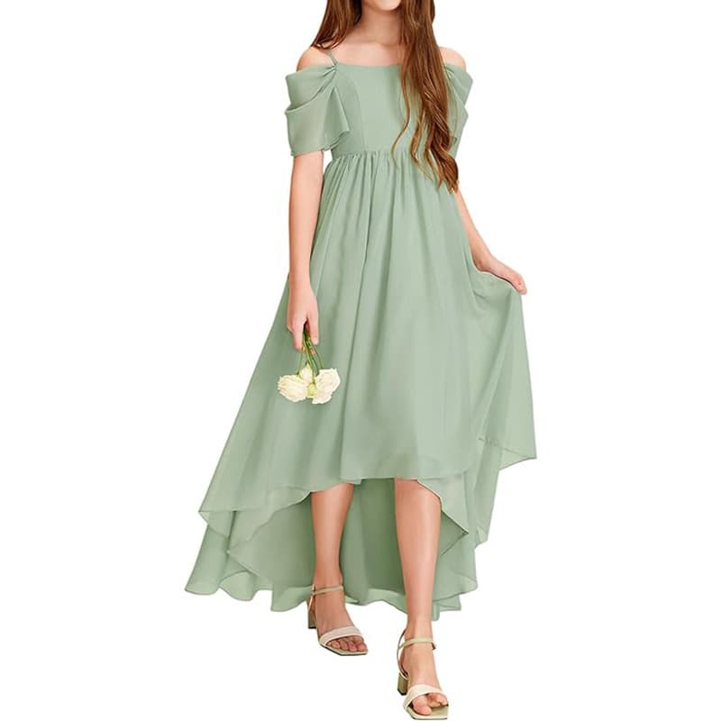 Girls' Children's Dress 2026 New A-Line Asymmetrical Chiffon Teen Princess Dress Birthday Party