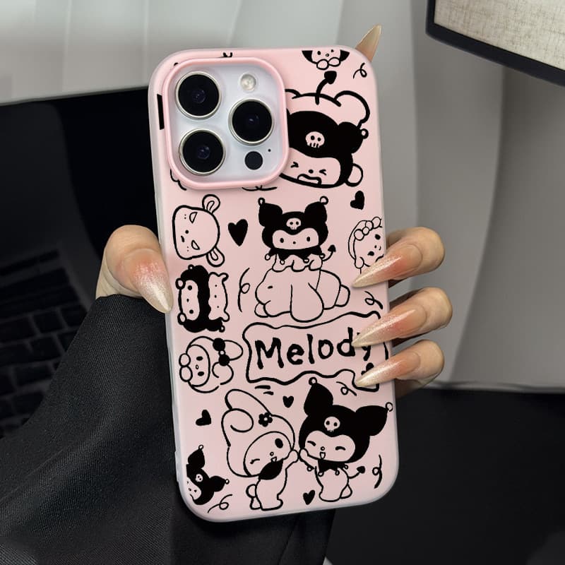 Minimalist black graffiti suitable for Apple 17promax16PROMAX/15/13 jelly 14 anti-fall 11 two-in-one