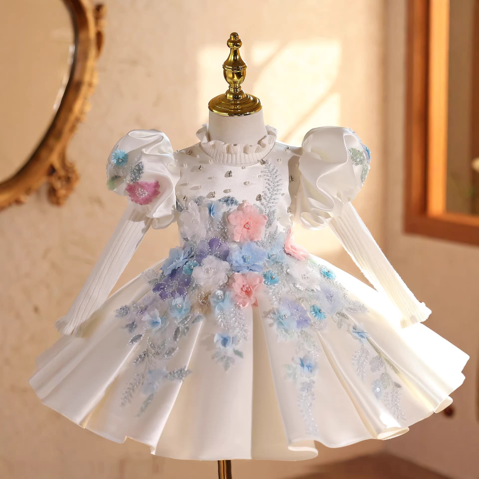 Flower girl dress, children's birthday princess dress, fashionable children's piano performance host performance princess dress, high-end