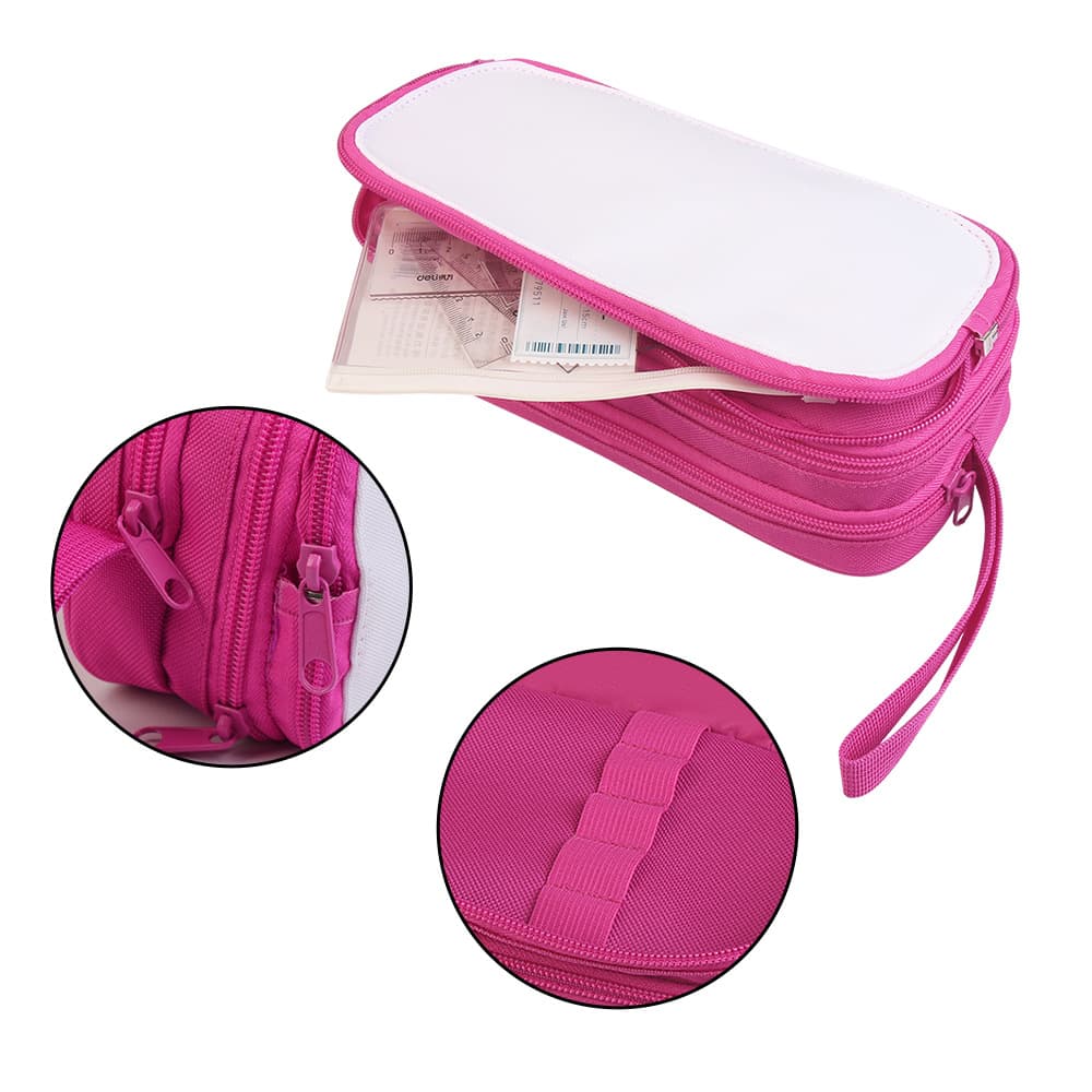 New Rose Red Blank Consumables Pack + Double-Layer Large-Capacity Pencil Case Student Blank Handheld Stationery Bag