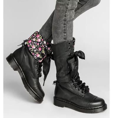 2018 foreign trade European and American style mid-high strap low-heeled flat-soled women's military boots AliExpress Amazon 43