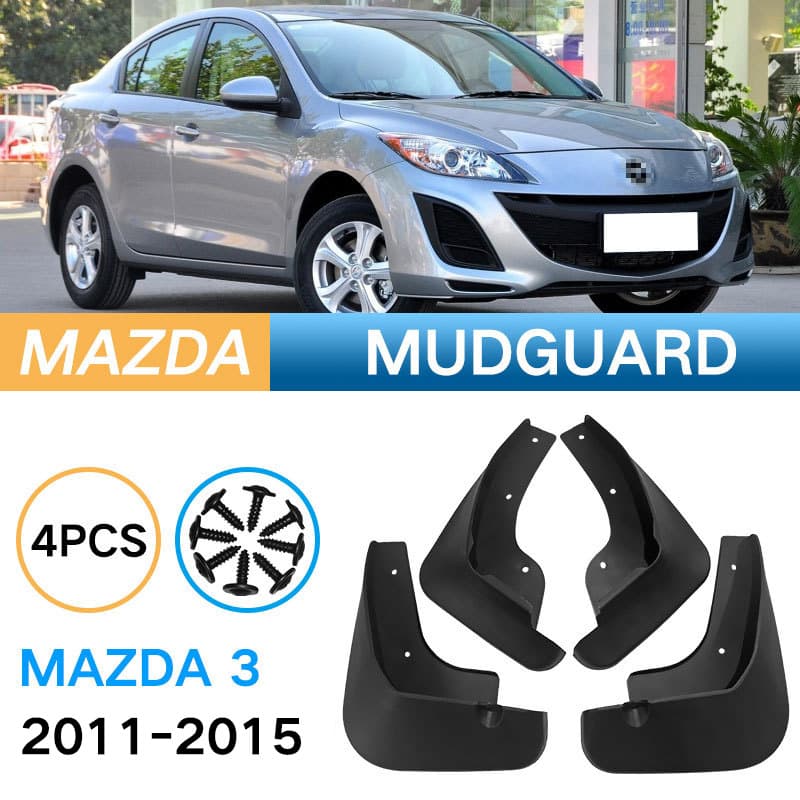 Aiwollde Mudguard Skin Modification for Mazda 3 Star Excitement 2011-2015 Special Car Soft PP Plastic Black No Drilling Required