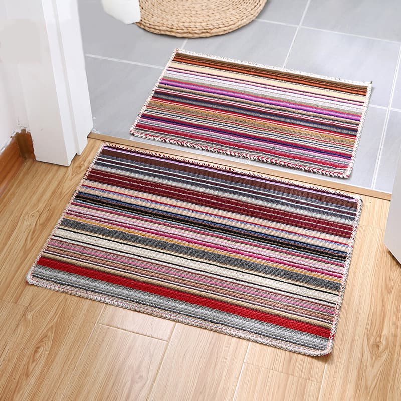 Floor Mats, Colorful Striped Splicing Mats for Entryways, Living Rooms, Dust-Absorbing Mats, Floor Mats, Bathroom Mats, Ultra-Thick Non-Slip Mats, Carpets