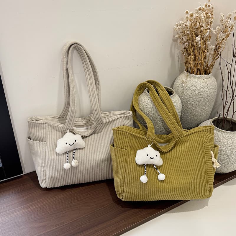 Women's 2026 New Large Capacity Corduroy Tote Bag, Thickened Shoulder Bag for Women, Cross-Border Style