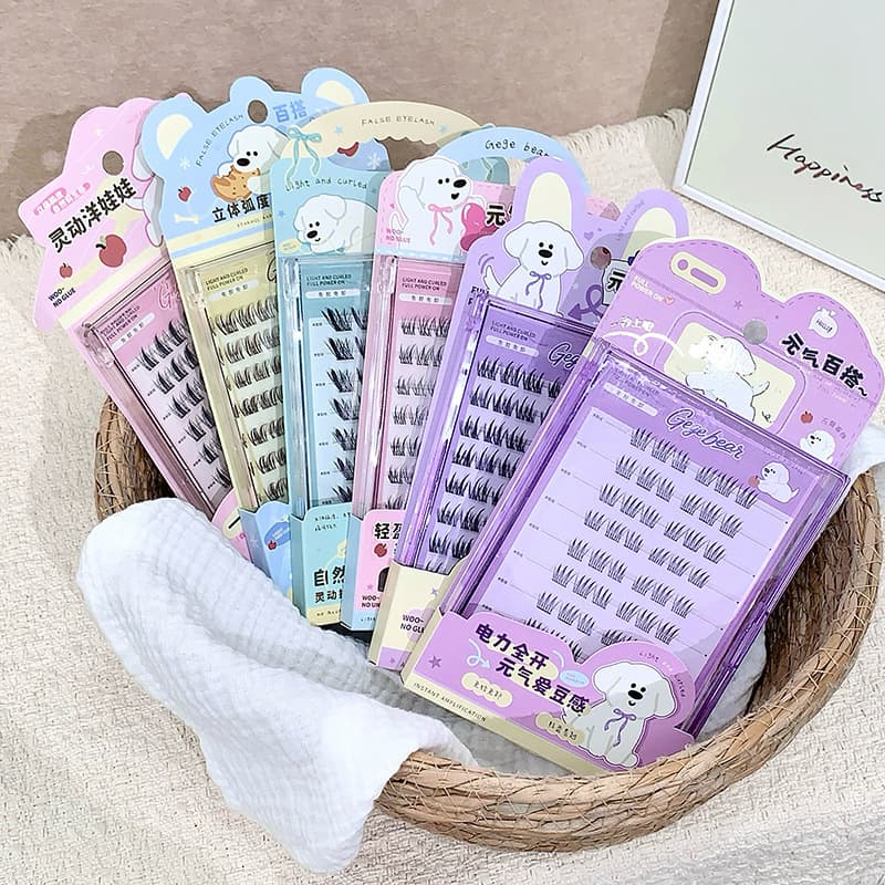 Gegebear Natural Look False Lashes No Glue Series Single Cluster Segmented Student Eyebrow Lashes