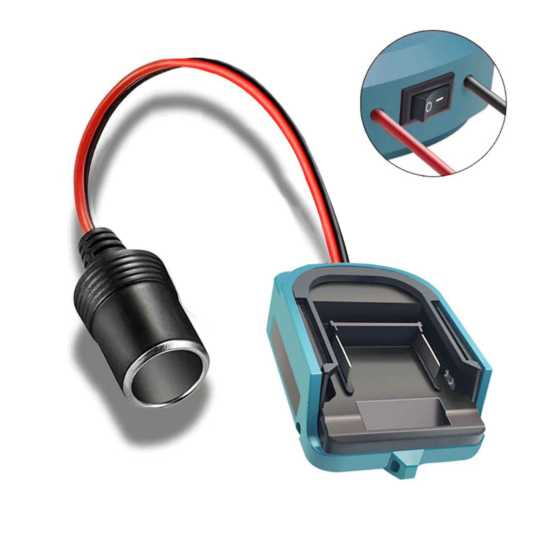Car cigarette lighter socket compatible with DeWalt/Miewitch/Makita/Ryobi battery adapter converters