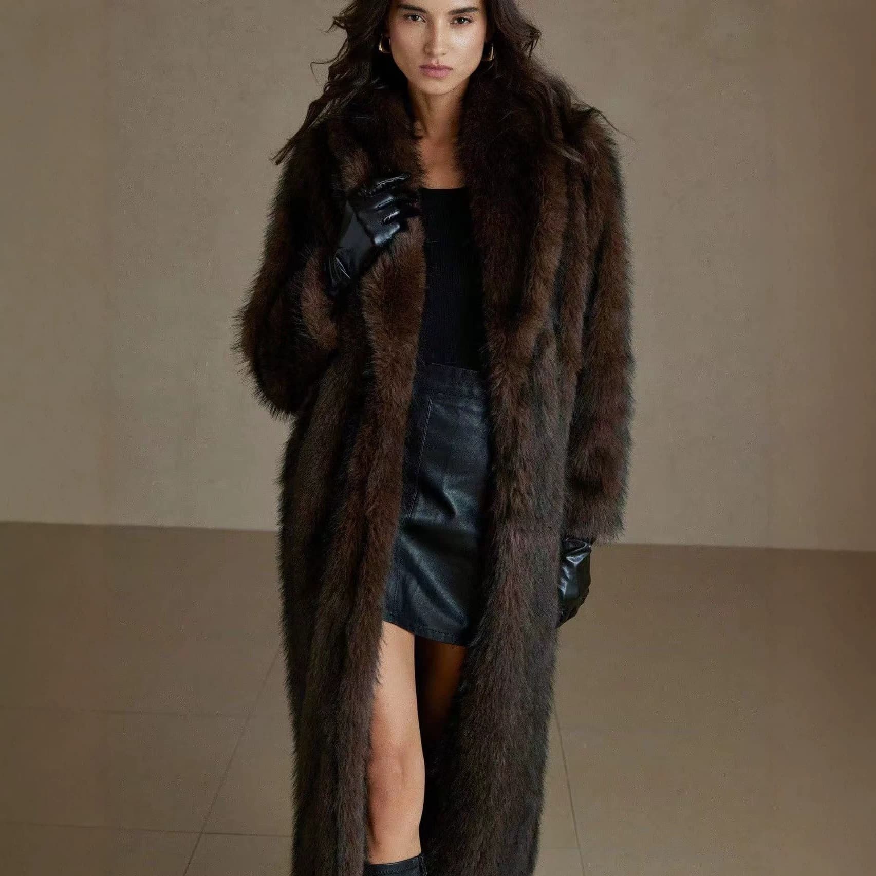 Cross-border European and American new hot-selling women's imitation fur coat autumn and winter imitation fur long coat imitation fox fur