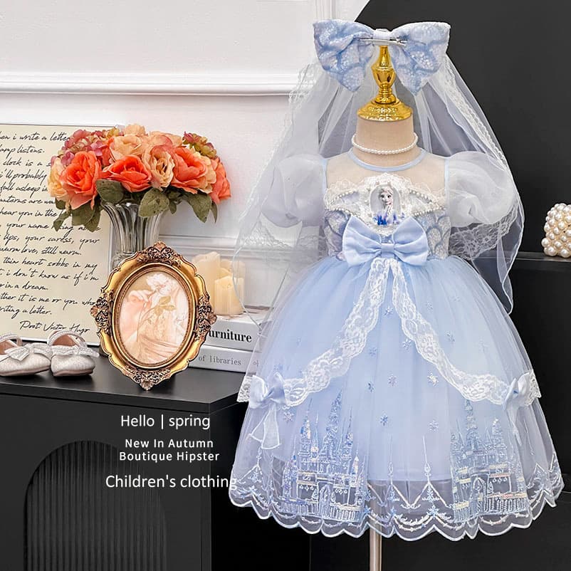 Girls Princess Dress 2025 Summer New Fashionable Children Elsa Dress Lolita Gown Little Girl Birthday Dress