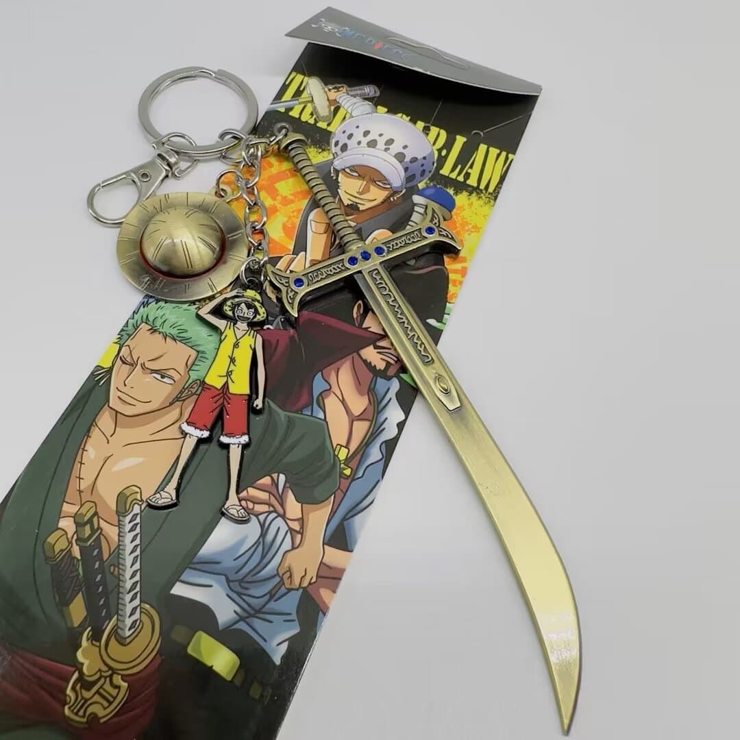 Cartoon Metal Keychain One Piece Demon Slayer Anime Accessory Weapon Pendant Key Holder Wholesale