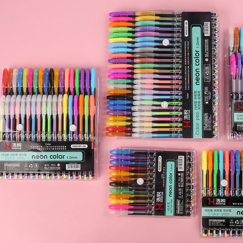 In Stock Wholesale Mini 12-Color 48-Color Glitter Pen Candy Colored Marker Set Highlighter Custom Gel Pen
