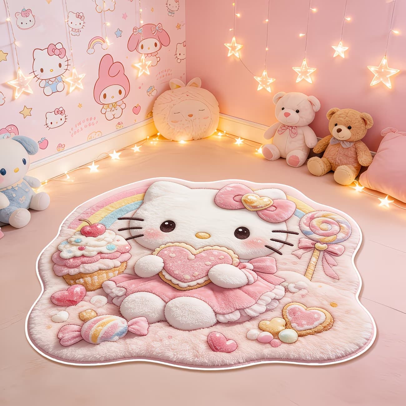 Girl Cartoon Kuromi Bedroom Soft Skin-Friendly Imitation Cashmere Carpet Home Bathroom Water-Absorbent Non-Slip Decorative Mat