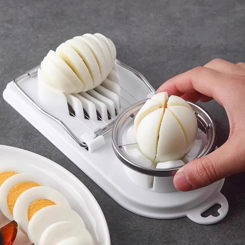 Multifunctional 304 Stainless Steel Manual Preserved Egg and Boiled Egg Slicer, 2-in-1 Egg Divider