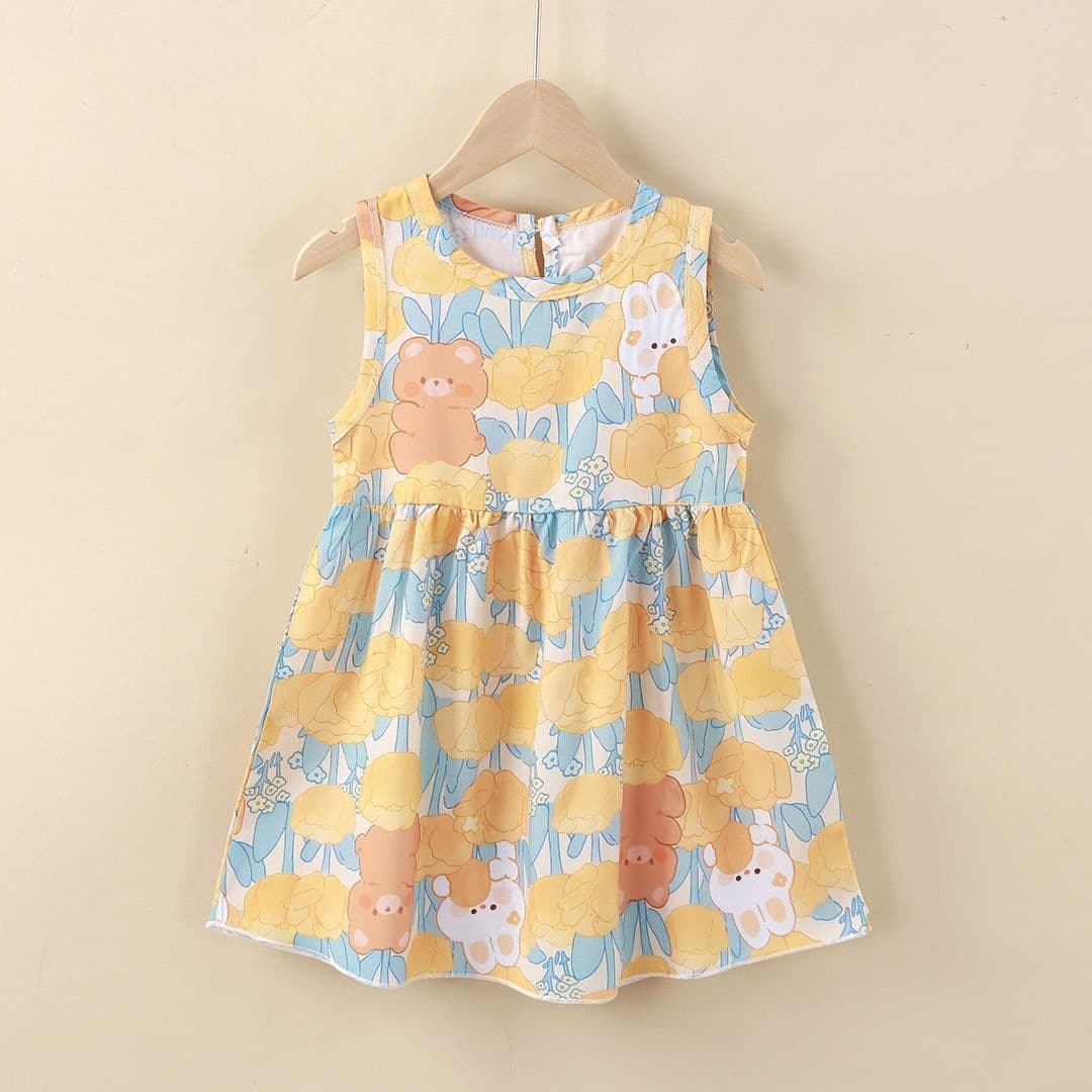 Girls' dress cotton silk summer new style medium and large children's princess dress vest dress Korean style girl skirt children's clothing floral floral